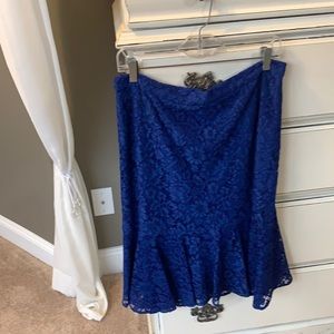 J Crew Royal Blue Lace Trumpet Skirt